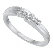 14k White Gold Round Diamond 5-Stone Band Ring 1/10 Cttw
