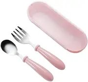 Toddler Utensils,Toddler Spoons and Forks for,Stainl Steel Baby Fork and Spoon Safe Children's Cutlery Set for Safe Dining Pink