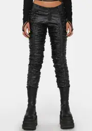 [DARKER WAVS] Compression Ruched Vegan Leather Pants