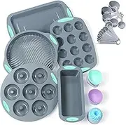 To encounter 41 Pieces Silicone Baking Pan Set, Silicone Cake Molds, Baking Sheet, Donut Pan, Silicone Muffin Pan with 36 Pack Silicone Baking Cups, Dishwasher Safe