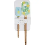 Pineapple Spatula Set - Heat-Resistant Silicone with Wooden Handles, Set of 2