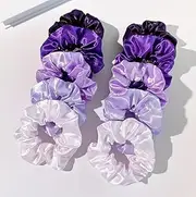 10pcs/Set Silk Colorful Hair Scrunchies, Soft Elastic Satin Ties - Comfy And Stylish Hair Accesories, Scrunchie Women, Girls Gentle Texture Minimizes Breakage & Friction Frizz Free (Royal Purple)