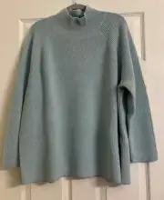 NWT $248 Eileen Fisher Merino Wool Light Blue Turtle Neck Raglan Top 1X 2X 3X