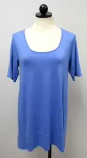J. Jill Wearever Collection SharkBite Hem Tunic Top Blue Lotus Size Small New