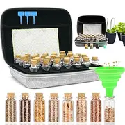 Seedling Organizer | 40-Slot Seedling Packet Storage Box,Sturdy Seedling Storage with 40 Glass Bottles and Funnel for Flower Plants Garden, Beads