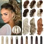 AU 18" Jaw Claw Ponytail Clip Hair Extension Pony Tail Clip On Hairpiece Curly