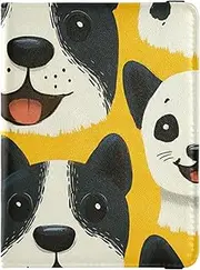 [Amooorous] Dogs Doodles Leather decorative Passport Holder Covers Case Travel Documents Organizer Protector Passport Holder Lightweight, dogs doodles, 1 size