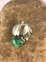 Green Turquoise Navajo Indian Sterling Silver Native American Ring Size 11 03439