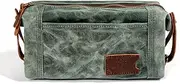 [VKEID] Mens Clutch Bag Wash Bag Portable Business Trip Female Wax Canvas Travel Small Size Storage Bag Male Waterproof Cosmetic Bag Men Wrist Bag (Color : D, Size : 23x8.5x13cm)