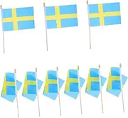 GRADENEVE 25pcs Mini Swedish Flags Handheld Stick Flags for Celebrations Safe for Ages