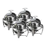 SOGA 4X 6.5L Stainless Steel Round Soup Tureen Roll Top Buffet Chafing Dish