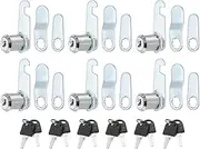 uxcell 1" Cam Lock with Keys, 6 Pack Zinc Alloy Keyed Different Cabinet Cam Lock Set RV Storage Lock for File Drawer Mailbox Toolbox, Silver Tone