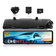 T700 Rear View Mirror Camera 11'' 4K UHD Front and 1080P Mirror Dash Cam Fron...