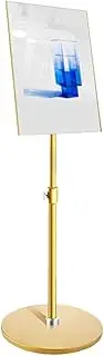 KGJAQT A4 Sign Stand Adjustable Poster Menu Display Stand, A4 Floor Stand Up Notice Sign Holder with Heavy Duty Base for Advertising Wedding Business Activities Display Gold