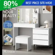 ALFORDSON Dressing Table Stool Set Makeup Mirror Desk Storage Cabinet White