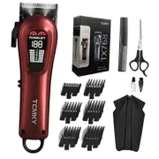 Hair Clippers for Men Professional Hair Trimmer for Men Cordless&Corded Red