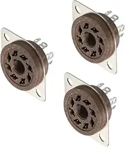 uxcell 8 pins PCB Tube Socket Ceramics, Vacuum Tube Protect Tube Pin Socket, Brown Plated Suitable for 12AX7, 12AU7 Tube Pack of 3，GZS8-F2