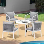 Livsip 5PCS Outdoor Patio Setting Furniture Lounge Set White 70cm Coffee Table