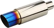 Universal Car 2" Inlet 3.54" Outlet Gases De Escape Stainless Steel Chrome Exhaust Tips Tip Muffler