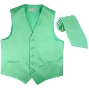 New Men's Formal Tuxedo Vest Waistcoat_Necktie aqua green wedding party prom
