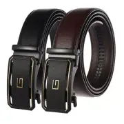 Trend Men's Cowhide Leather Belt Automatic Buckle Belt Suit Belts Waist Strap