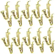 Garneck 20pcs Saxophone Charm Mini Violin Saxophone Miniature Hanging Saxophone Ornaments Miniature Musical Instrument Model Miniature Mini Saxophone Instrument Golden Plastic
