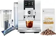 [Jura] Z10 32 Specialties Automatic Coffee Machine (Diamond White) Bundle with Glass Milk Container, 6 Bean Blend Espresso Roast, Milk System Cleaner Mini-Tabs and 2 Smart+ Filter Cartridges (6 Items)