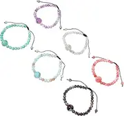6Pcs Glasses disc Acupressure Wristband Girl Motion Sickness Plaster to Weave Bracelets Anti Nausea Bracelets Adjustable Jewelry Beaded Wristband Elastic