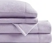 True North by Sleep Philosophy Micro Fleece Bed Sheet Set, Warm, Sheets with 14" Deep Pocket, for Cold Season Cozy Sheet-Set, Matching Pillow Case, Queen, Lavender, 4 Piece