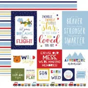 2 Sheets Echo Park Paper LITTLE DREAMER BOY 12x12 Cardstock - MULTI JOURNALING