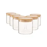 Argon Tableware Scandi Glass Storage Jars with Wooden Lids - 550ml - Pack of 6