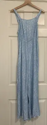 PIPING HOT Blue Pattern Jumpsuit with Cut-away Tie back Size 10 Women/Youth BNWT