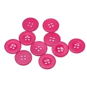 10pcs Sewing Buttons 7/8" Resin Round Flat 4-Hole Craft DIY Buttons, Rose Red