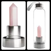 Rose Quartz Crystal Elixir Water Bottle With Case