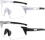 Polarized Photochromic Driving Glasses - 2 Pack Ultra-Light Sports Sunglasses, Day and Night Safety Glasses, UV400 Eyes Protection, Clear PC Lenses, Reduce Glare, Ideal for Sunny and Cloudy Day Use