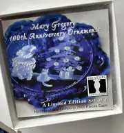 FENTON 100th Anniversary Mary Gregory Design Ornament Cobalt Cat Tree 1248/2500