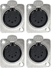 CESS 5 Pin XLR Female Socket Connector Panel/Chassis Mount (4 Pack)
