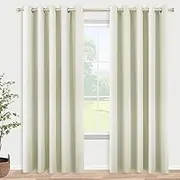 KOUFALL Cream Curtains for Living Room,84 Inches Long Room Darkening Extra 72 Inch Wide 80% Blackout Grommet Thermal Insulated Bedroom Curtains Drapes 84 Inch Length 2 Panels Set,Light Beige