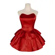 Perfect Blue Mima Cosplay Costume Red Strapless Tube Dress + Headband