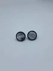 Handmade Polymer Clay Black Stud Earrings - Granite & white swirl