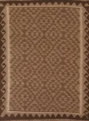 Hand-Woven Southwestern Reversible Kilim Area Rug 5'x6' Tribal Geometric Carpet