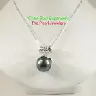 Solid 925 Silver Crown Bail Genuine 13.9mm Black Tahitian Pearl Pendant - TPJ
