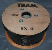 NOS 500' Roll Of Tram RG-8X-B Coax Cable On The Spool With Shrink Wrap Intact