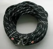 3/8" x 125 ft. Dac./Polyester Halyard, S/S Snap Shackle Black w/White Tracer