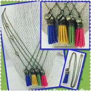 ESSENTIAL OIL DIFFUSER SUEDE TASSEL NECKLACE ANTIQUE BRASS AROMATHERAPY OILS