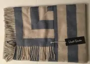 DWELL STUDIO Baby Alpaca Draper Blue Stripe Chinois Throw Blanket Brand New NWT
