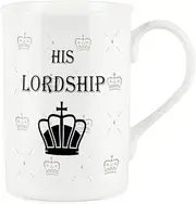 Purely Home His Lordship Novelty Mug - Fine Bone China White Cup Coffee/Tea Present Gift