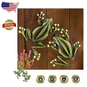 Set of 2 Hand-Painted Metal Frogs - Glow-in-the-Dark Wall Accent Decor