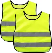 YANGUN Pack of 2 Children's Safety Vest, Lightweight Reflective Vest for Children, Reflective Vest for Bicycle Children, High Visibility Vest (3-12 Years)