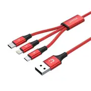 Unitek C4049RD 3-in-1 USB Charge Cable - 1.2m Up to 2.4A Charging - Airflow Aluminium Connector - Supports USB-A to USB-C / Micro USB / Lightning [C4049RD]